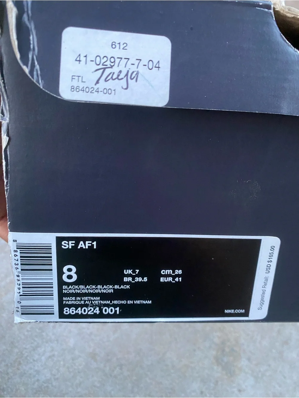 Nike SF Air Force 1 2016 Black High-Top Tactical Boots with Gum Outsole size 8